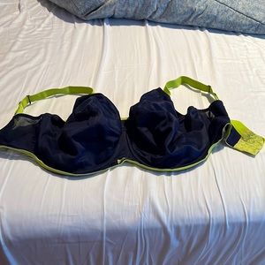 Elomi energise sports bra size 38J navy and lime underwire